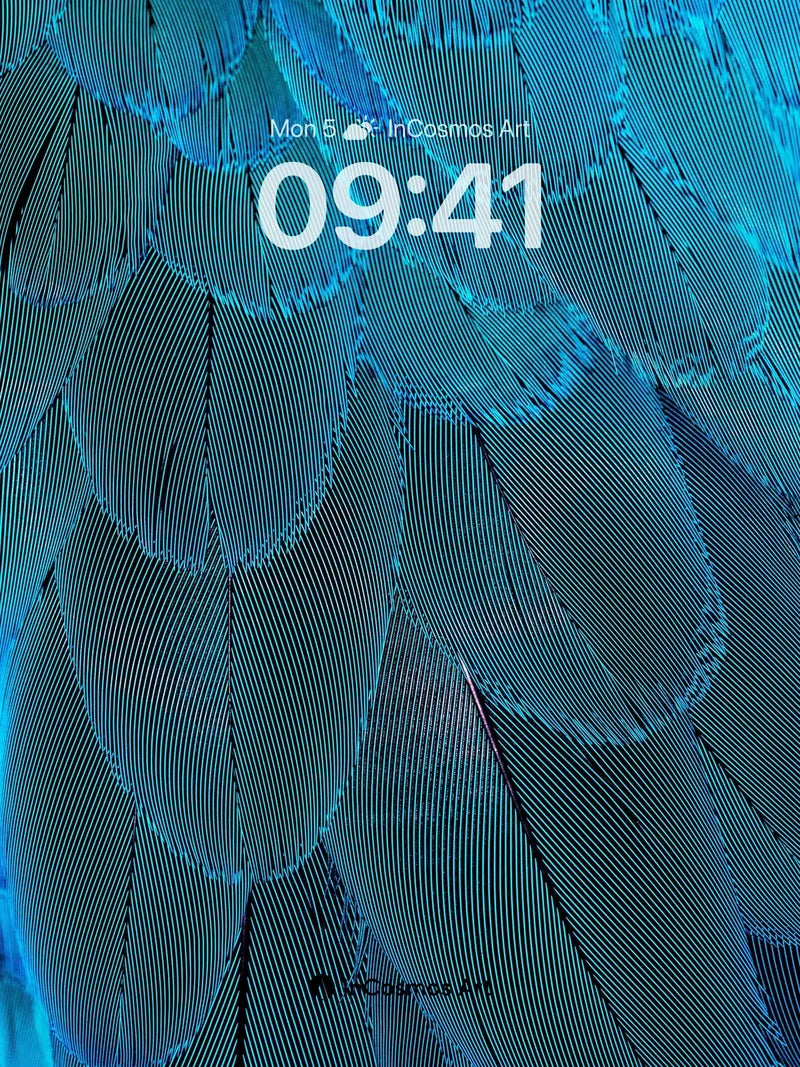 Electric Feather Wallpaper with Iridescent Veins