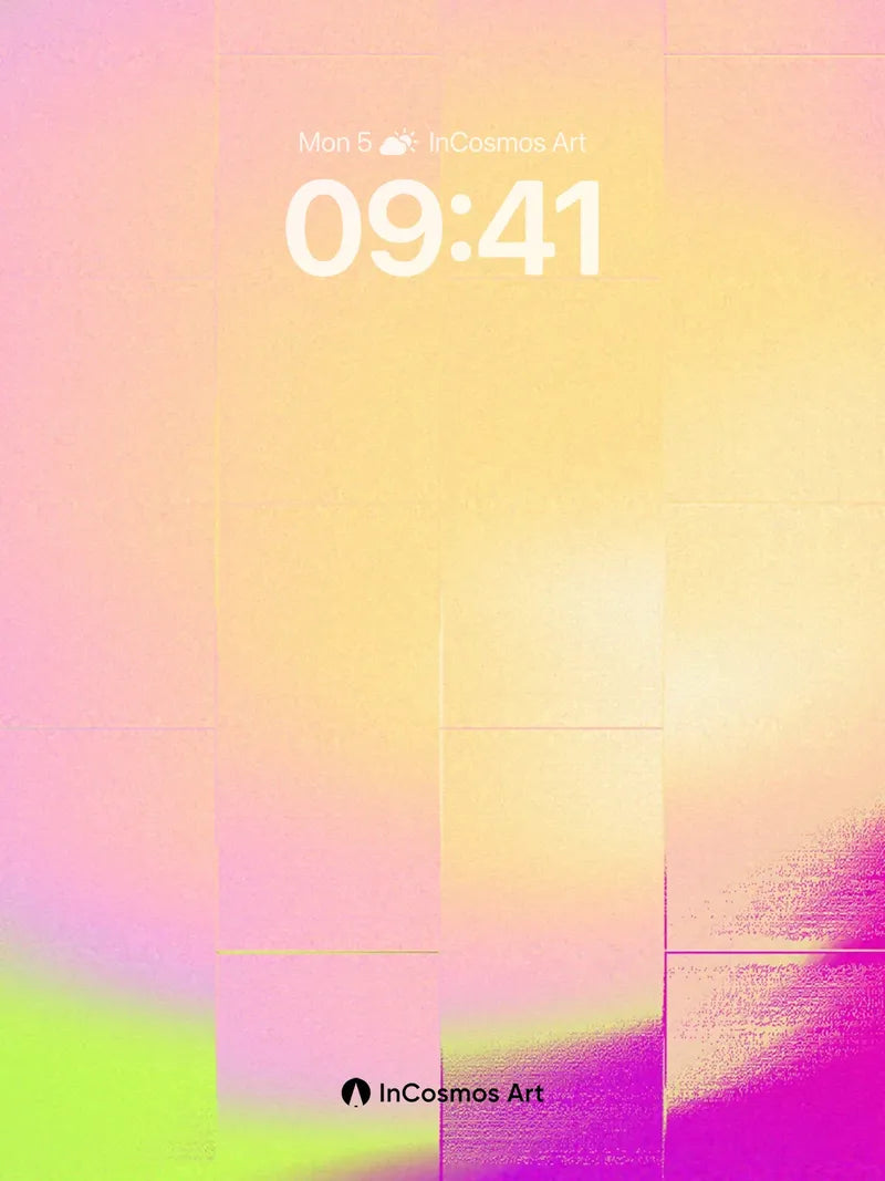 Luminous Grid Wallpaper with Floating Hues