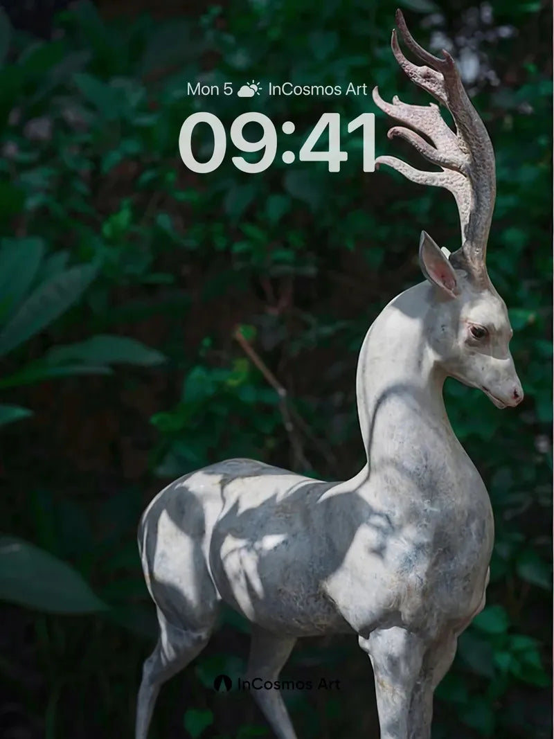 Silent Grove Wallpaper with Marble Deer