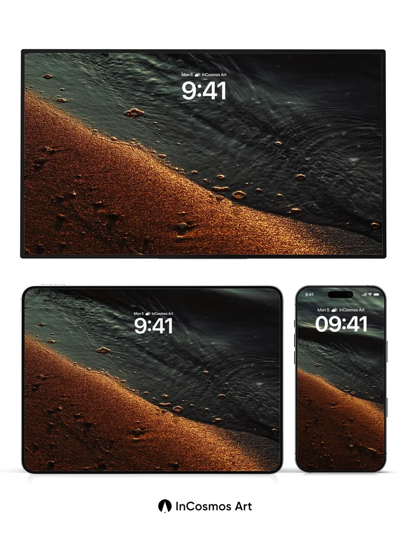 Golden Edge Wallpaper with Whispering Tides