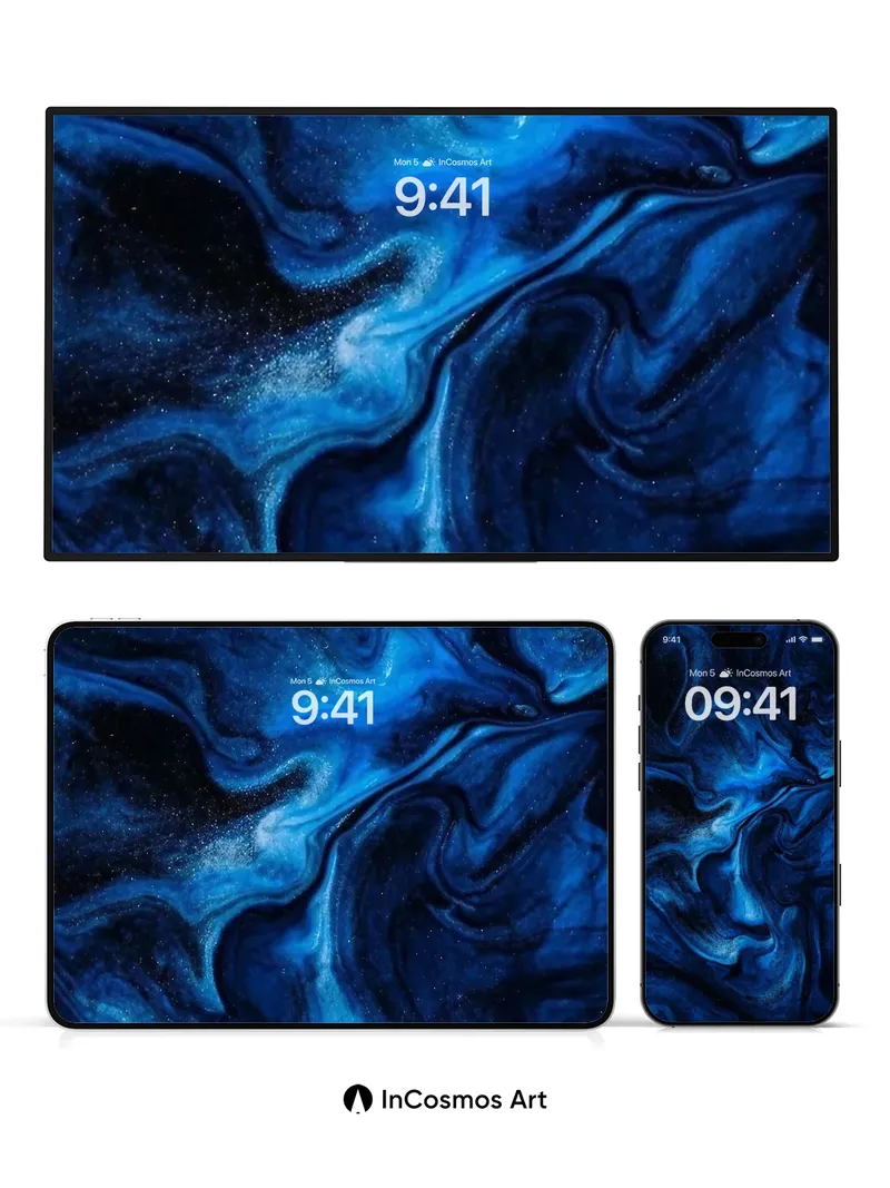 Cosmic Ink Wallpaper with Starlight Veins