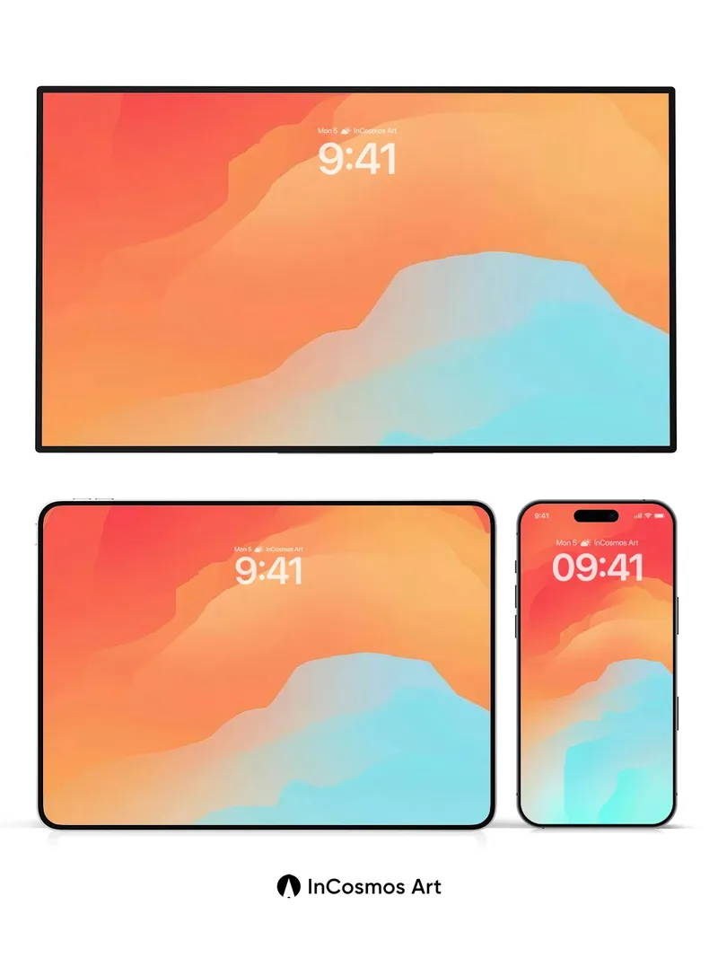 Crimson Horizon Wallpaper with Liquid Light