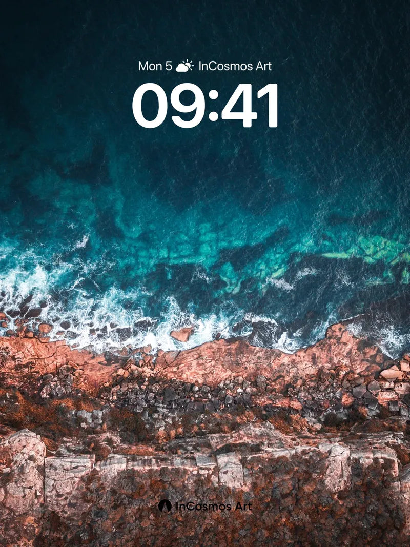 Turquoise Fury Wallpaper with Cracked Stone Edge wallpaper for iPhone, iPad & Mac