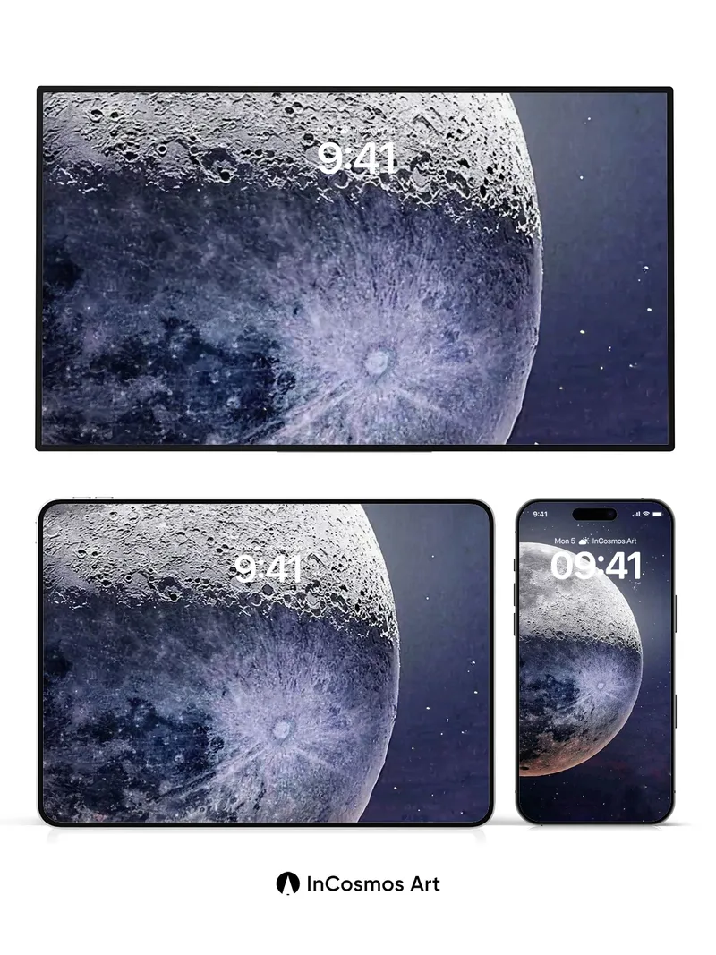 Silent Crater Wallpaper with Starlit Edge