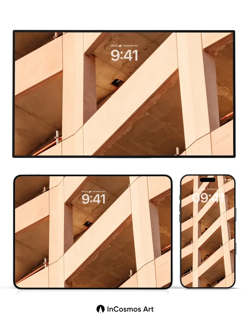 Sunlit Grid Wallpaper with Concrete Rhythm