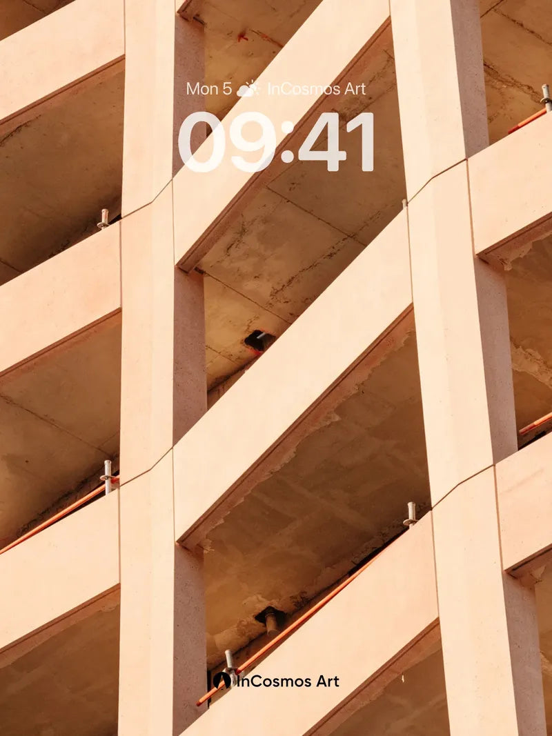 Sunlit Grid Wallpaper with Concrete Rhythm