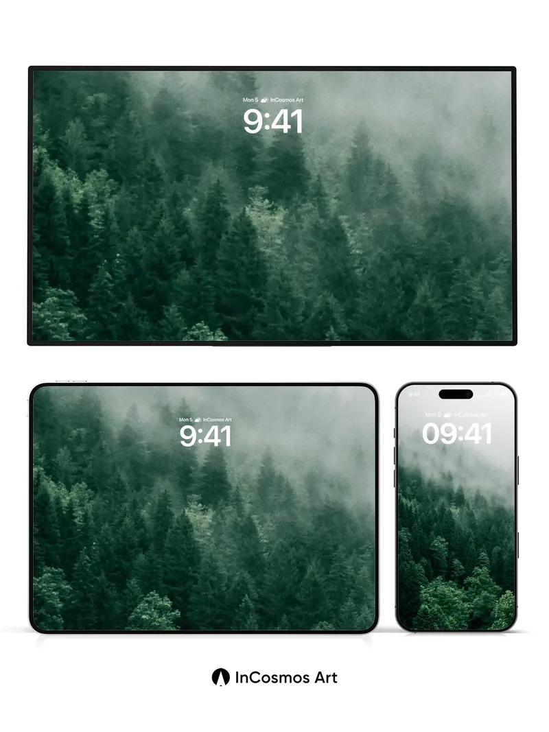 Whispering Pine Wallpaper in Misty Hush