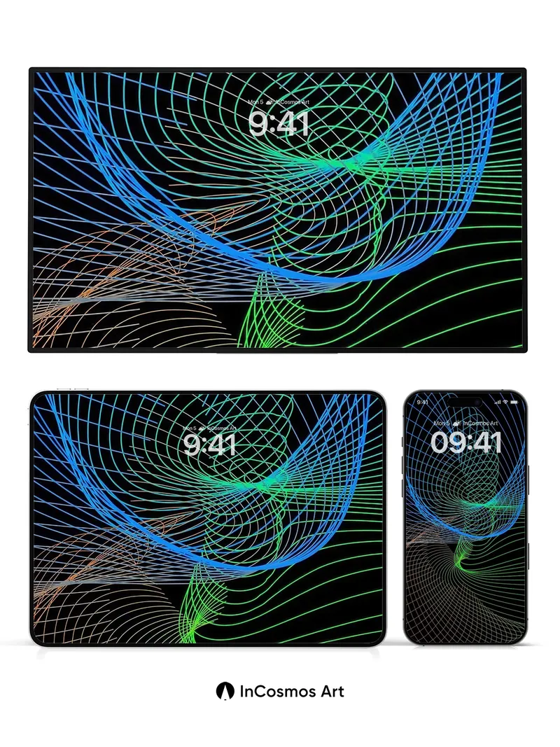 Neon Lattice Wallpaper with Cosmic Drift