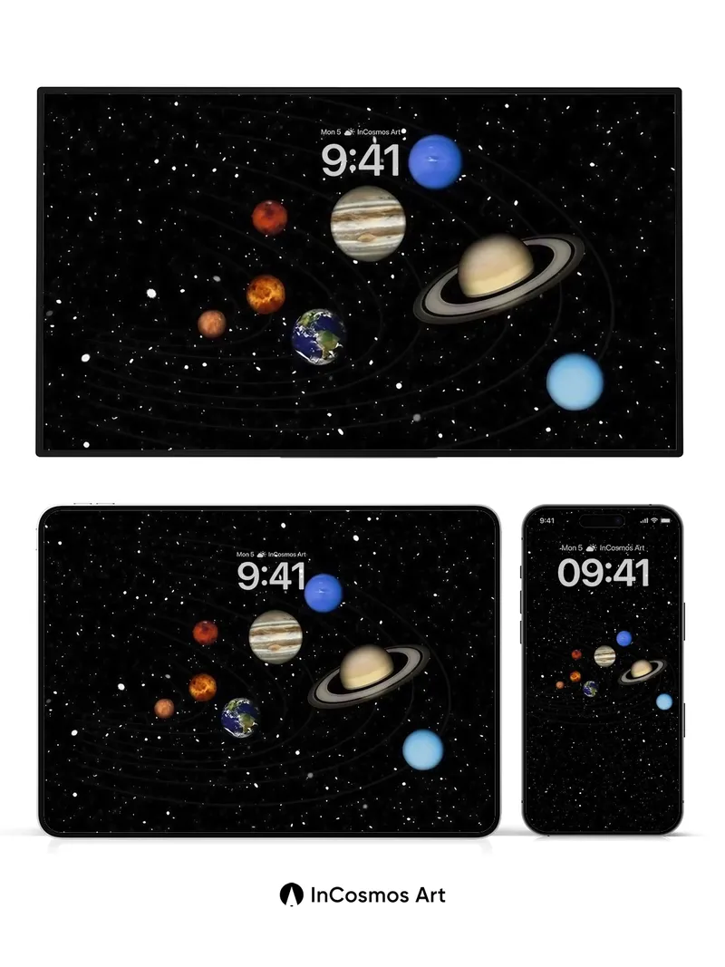 Cosmic Whispers Wallpaper with Celestial Orbits