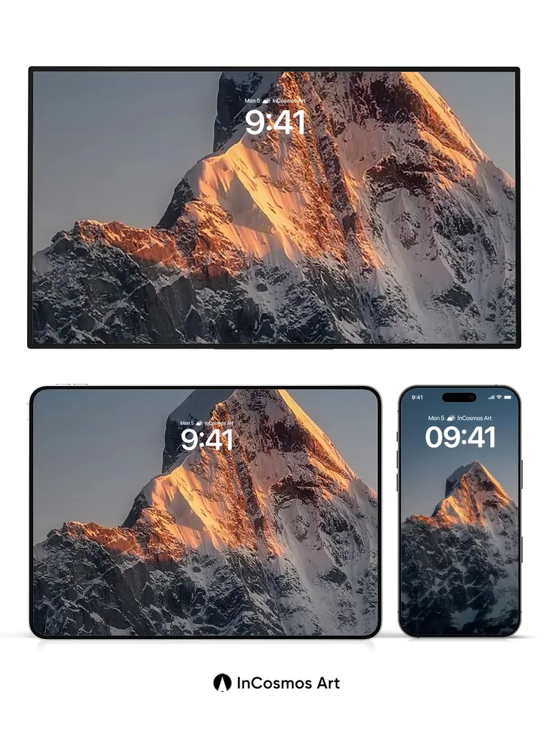 Golden Alpenglow Wallpaper with Frozen Peaks