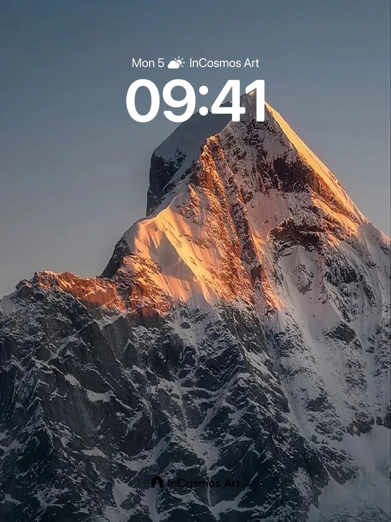 Golden Alpenglow Wallpaper with Frozen Peaks wallpaper for iPhone, iPad & Mac