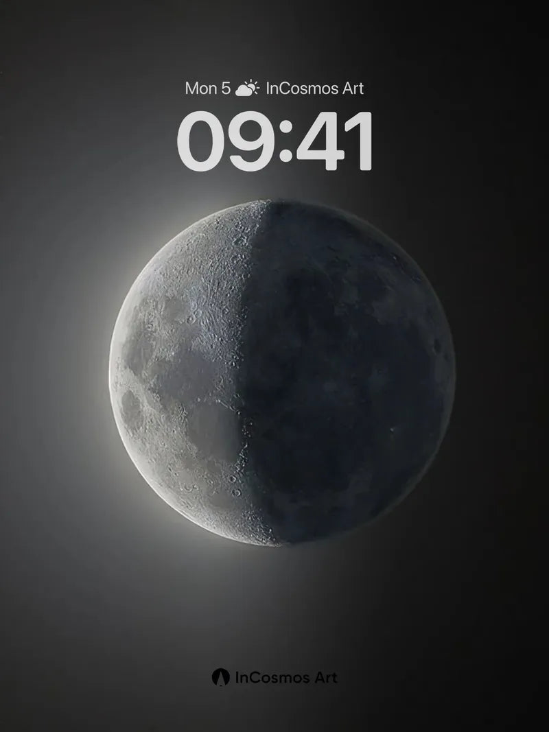 Silent Crescent Wallpaper with Lunar Shadows