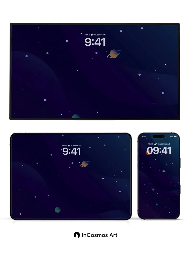 Cosmic Hush Wallpaper with Floating Orbs