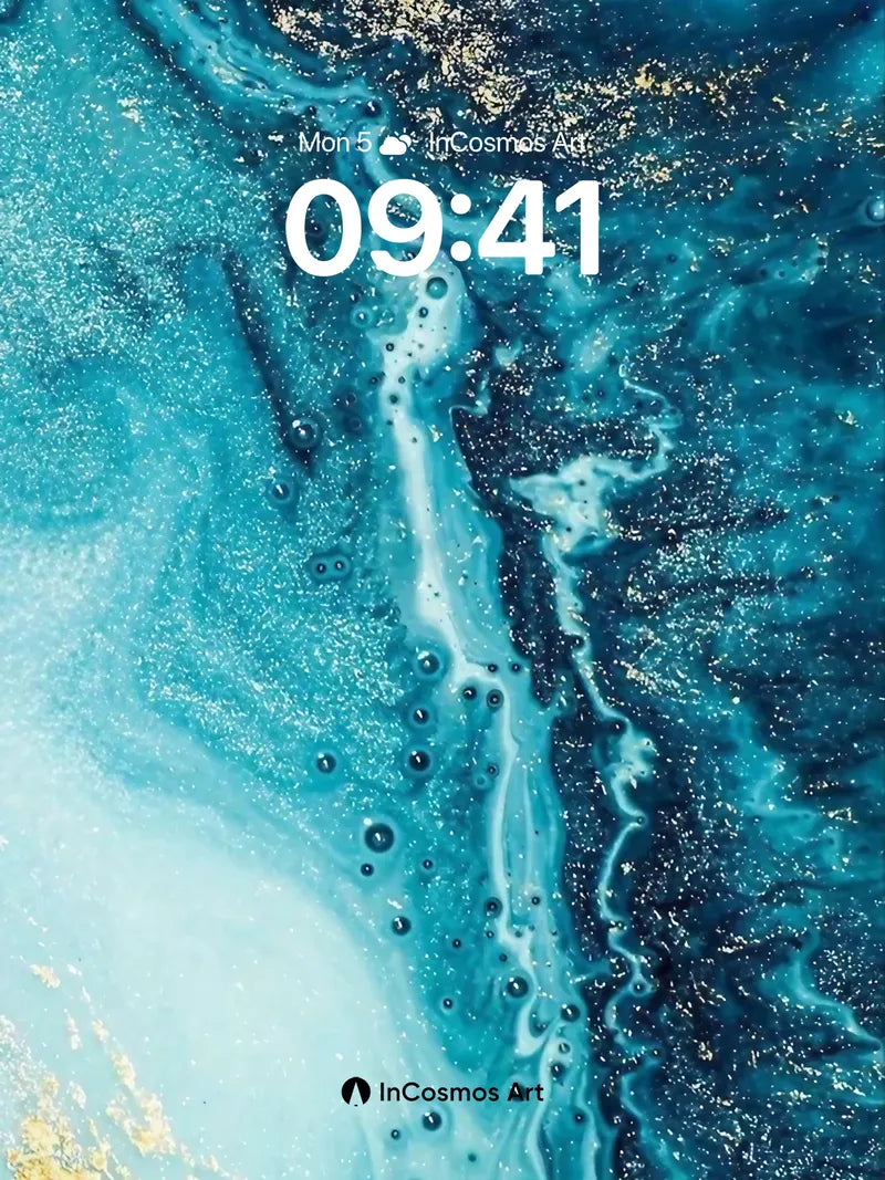 Oceanic Veil Wallpaper with Golden Drift wallpaper for iPhone, iPad & Mac