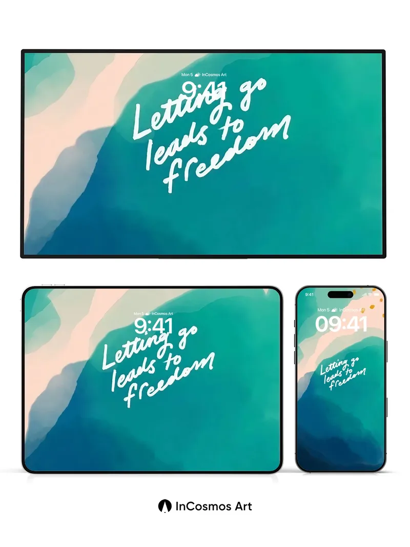 Serene Watercolor Wallpaper with Floating Words