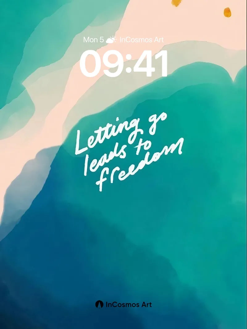 Serene Watercolor Wallpaper with Floating Words
