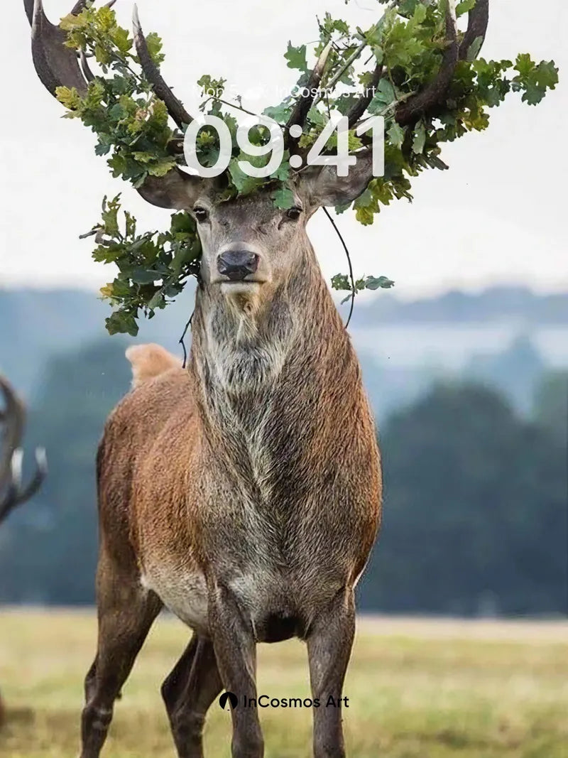 Crowned Deer Wallpaper with Verdant Antlers