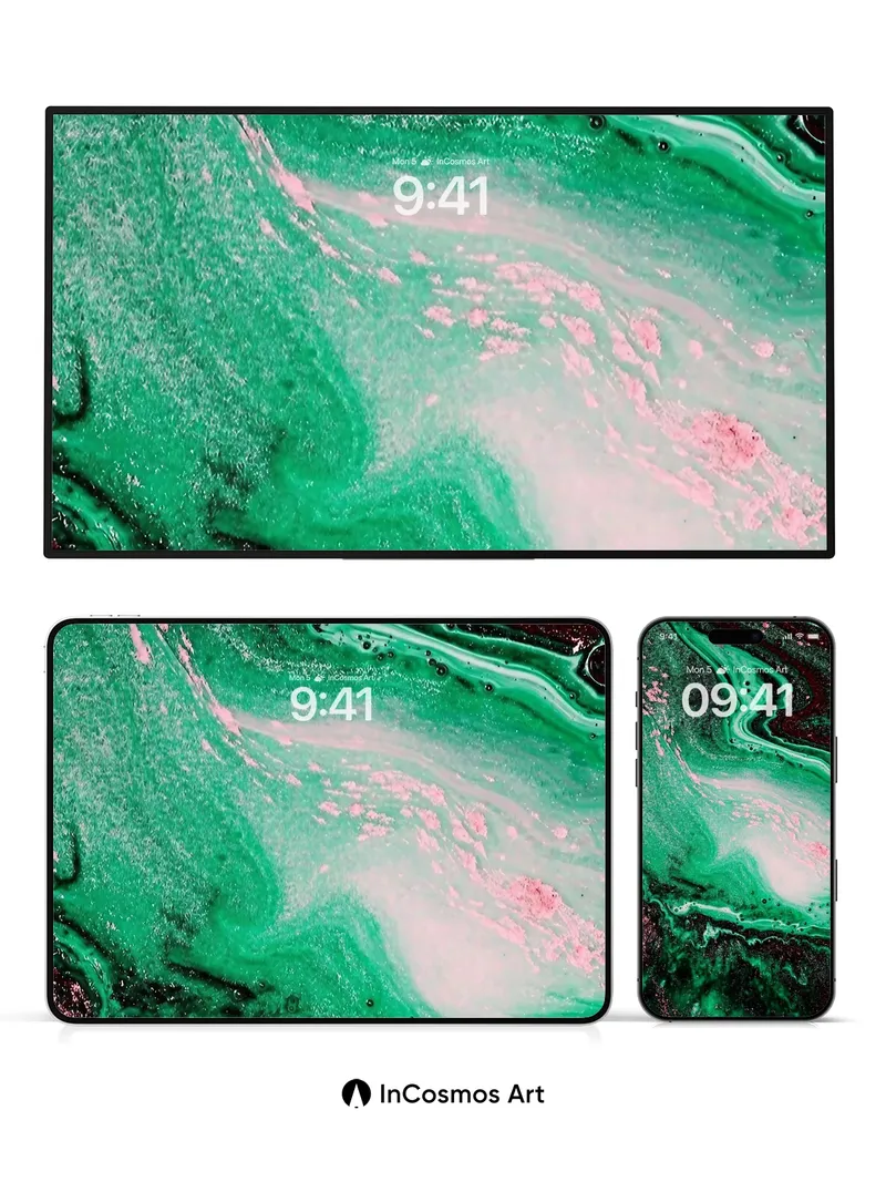 Emerald Veil Wallpaper with Cosmic Speckles