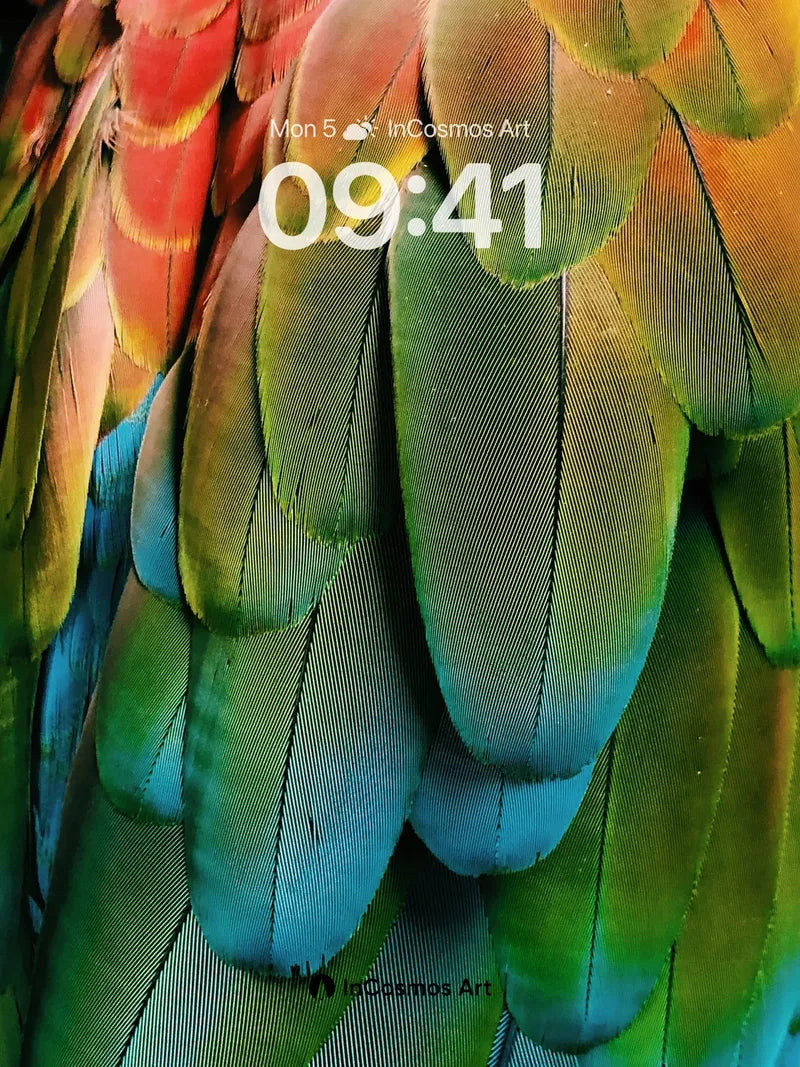 Iridescent Feather Wallpaper with Living Light