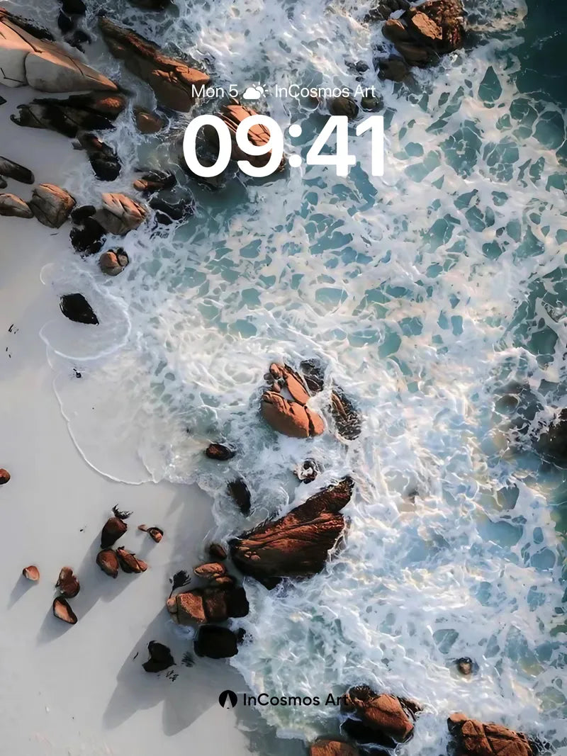 Turbulent Coastline Wallpaper with Foaming Whispers wallpaper for iPhone, iPad & Mac