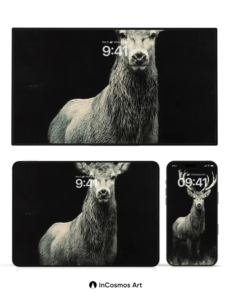 Silent Stag Wallpaper with Moonlit Antlers