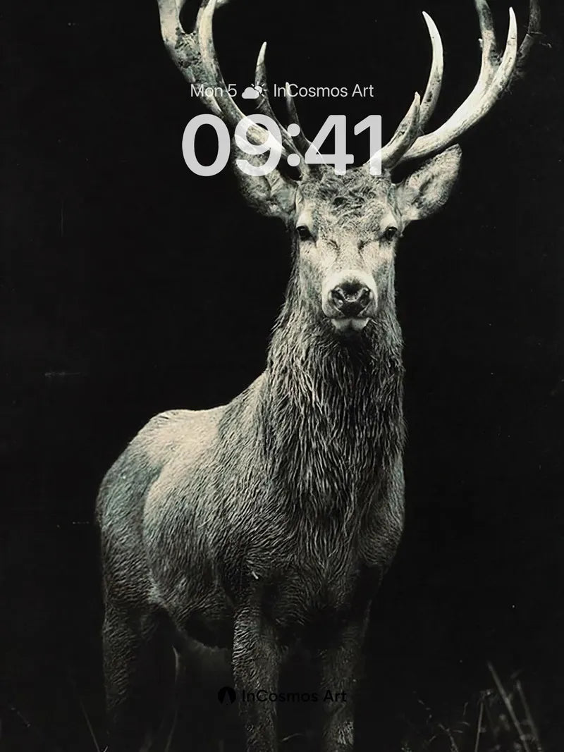 Silent Stag Wallpaper with Moonlit Antlers