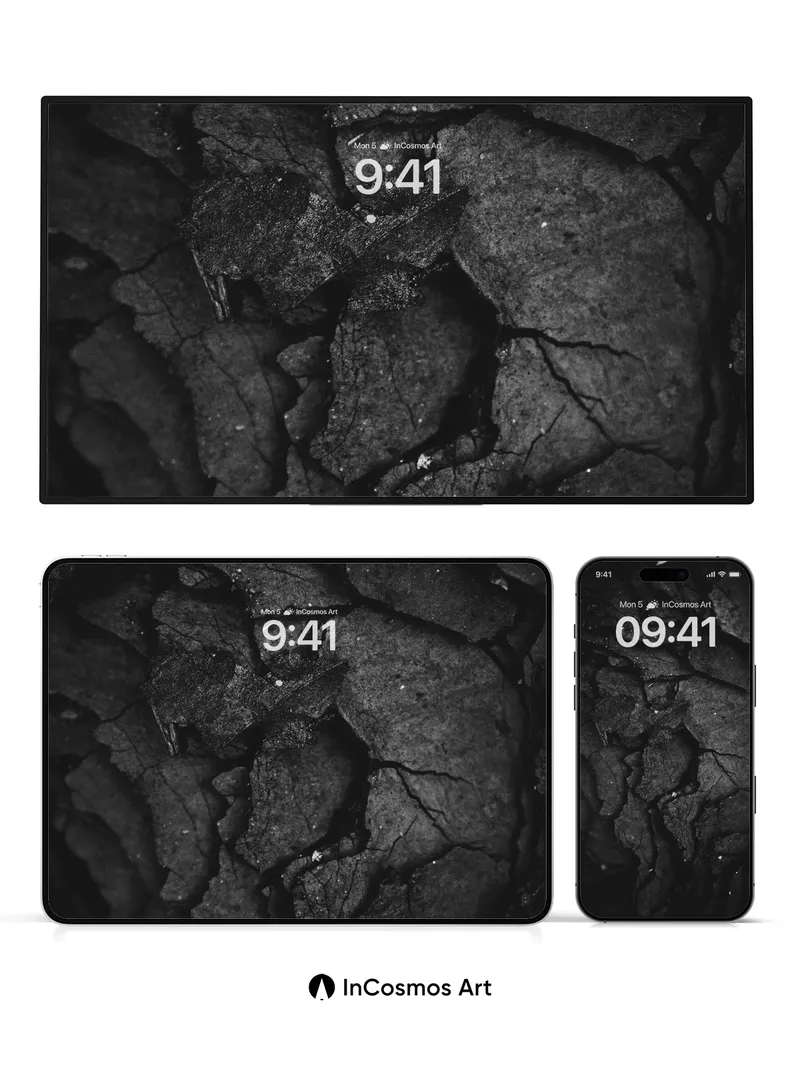 Dark Earth Cracks Wallpaper with Hidden Depths