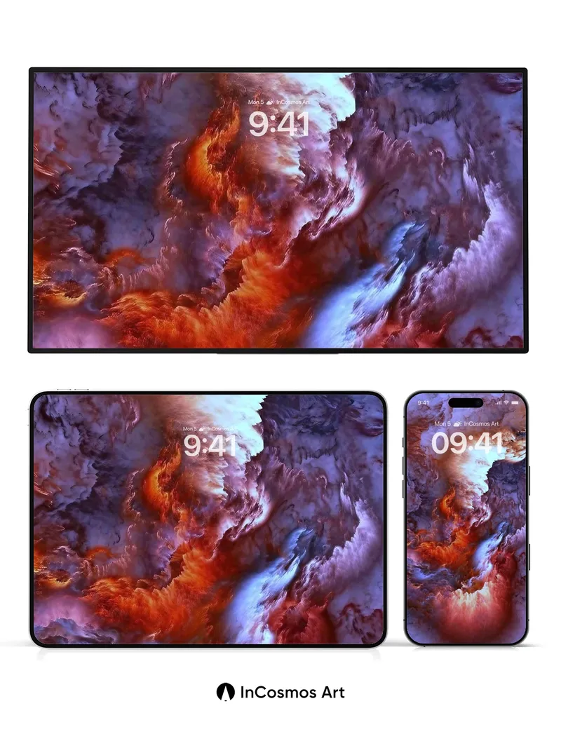 Crimson Storm Wallpaper with Ethereal Light Veins