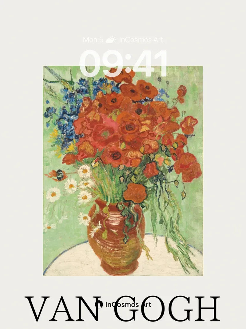 Fiery Bloom Wallpaper with Van Gogh's Brushstroke wallpaper for iPhone, iPad & Mac
