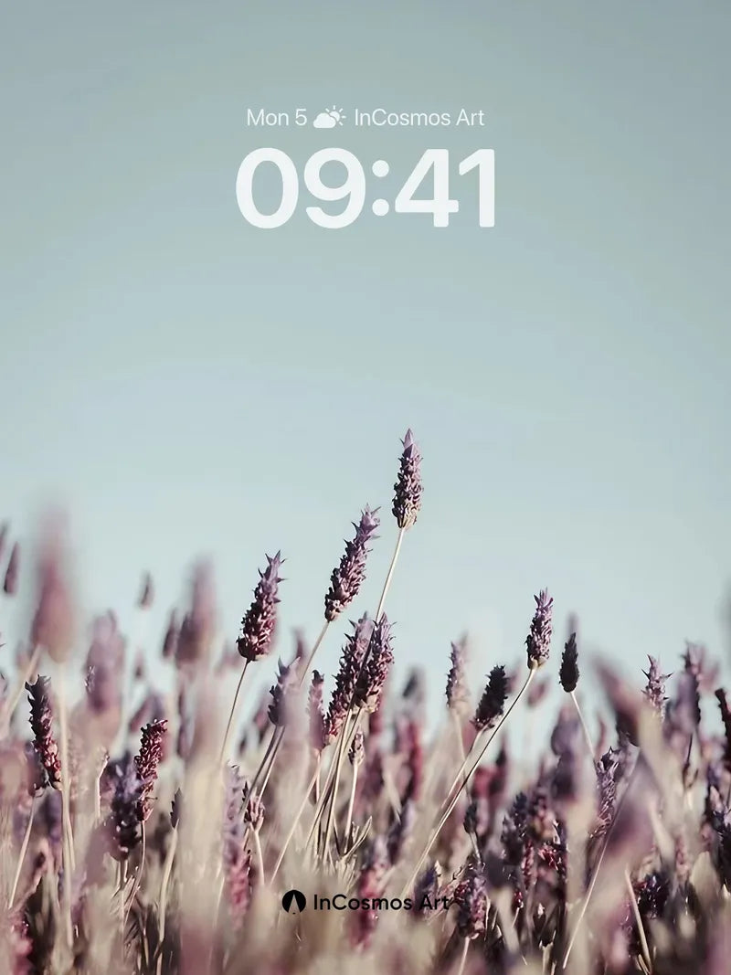 Serenity Lavender Field Wallpaper with Soft Sky Gradient