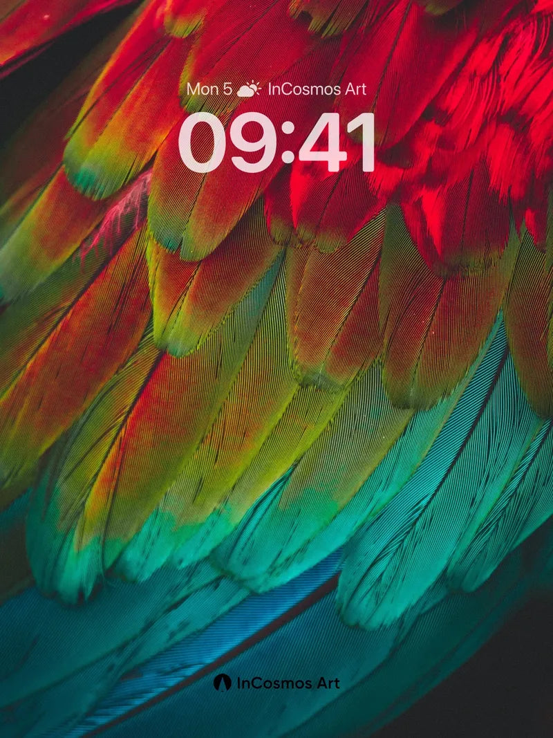 Rainbow Feather Wallpaper with Living Light