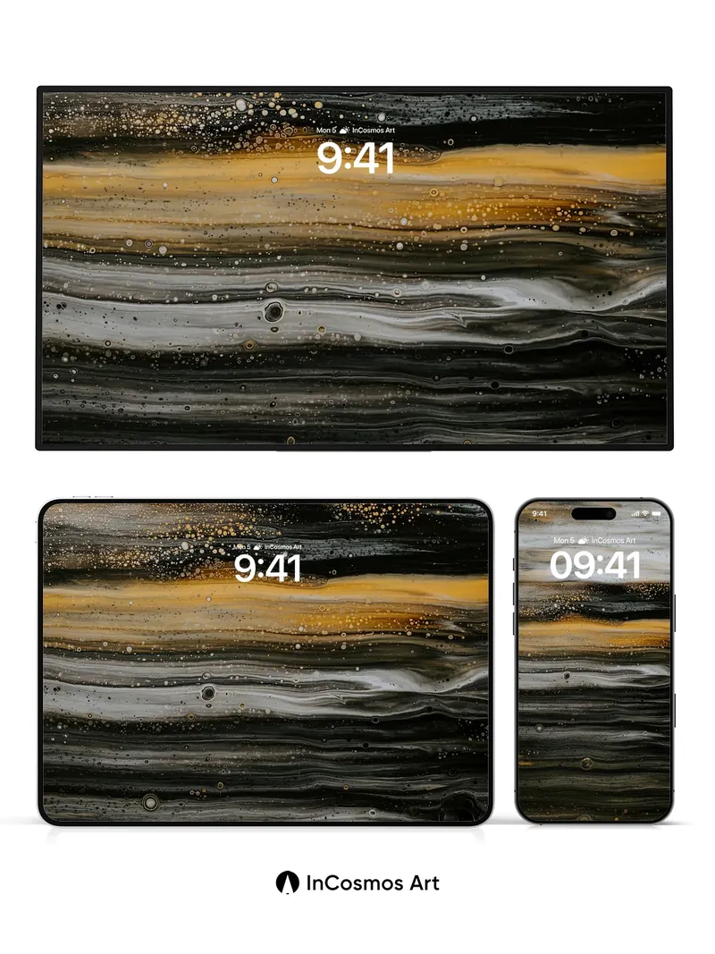 Obsidian Mirage Wallpaper with Golden Veins