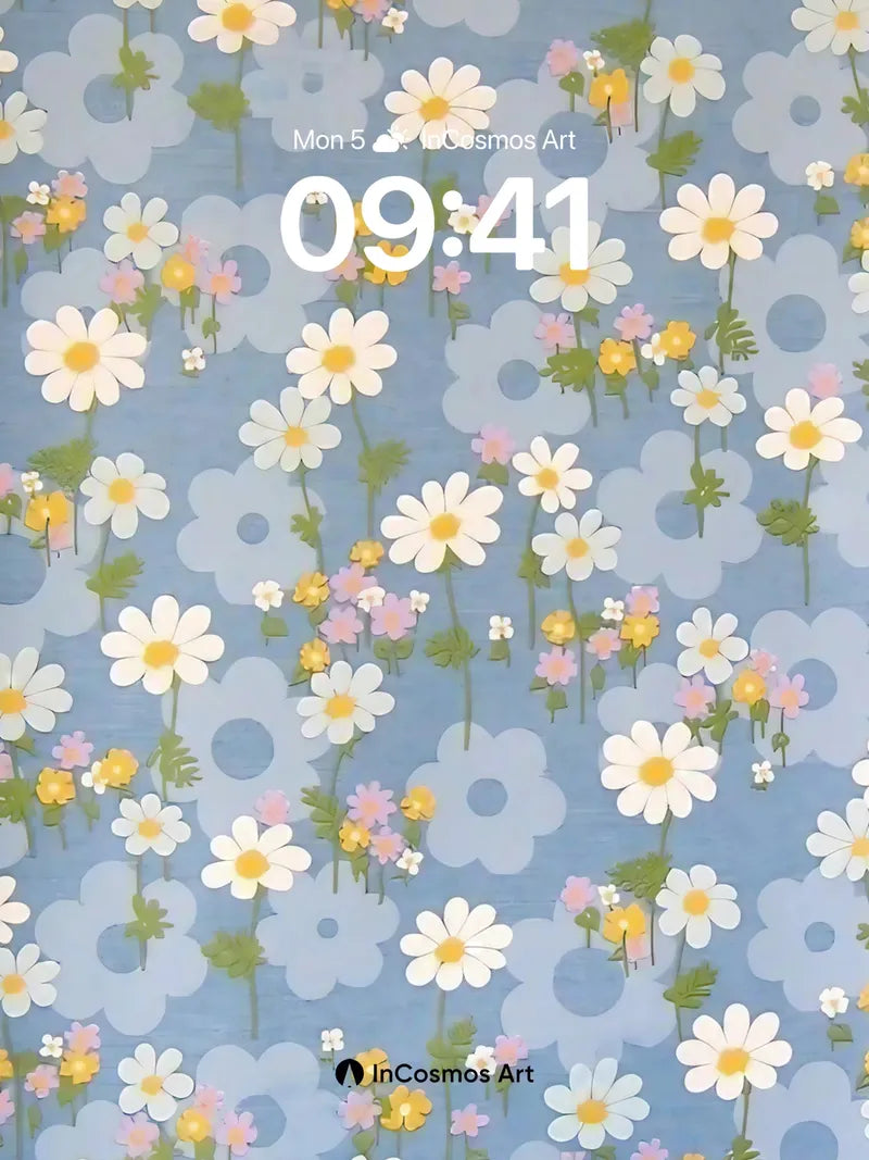 Serene Meadow Wallpaper with Floating Petals