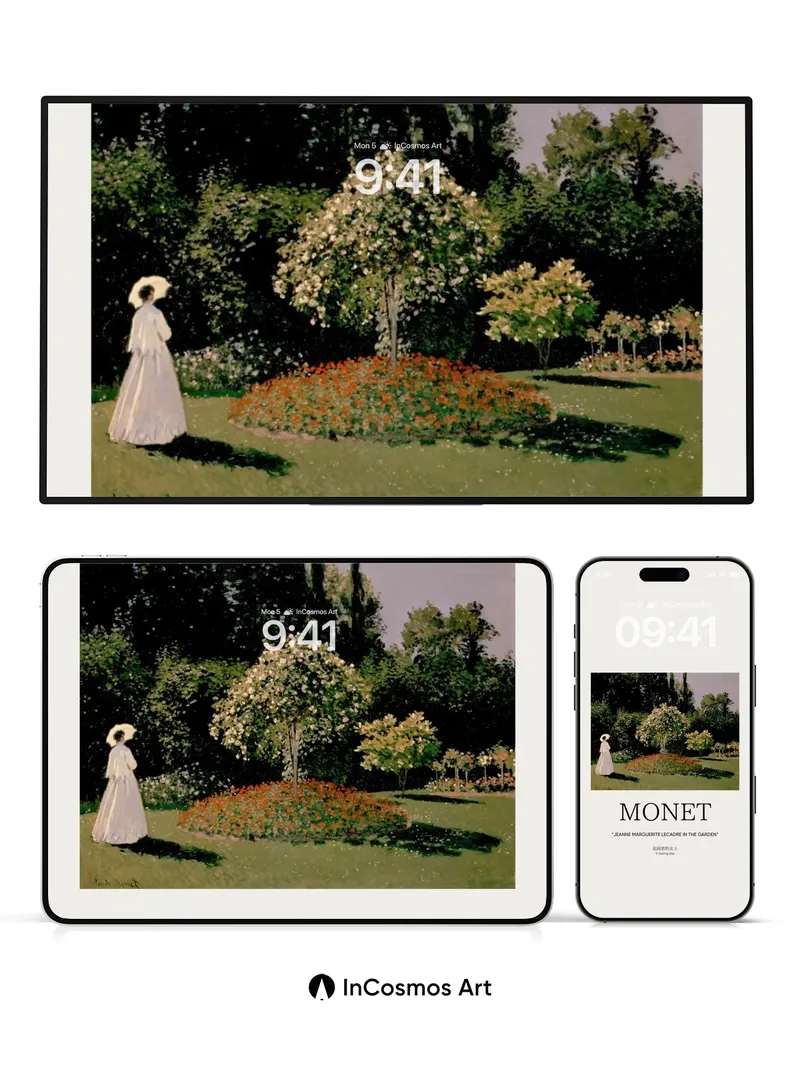 Sunlit Garden Wallpaper with Monet's Brushstrokes