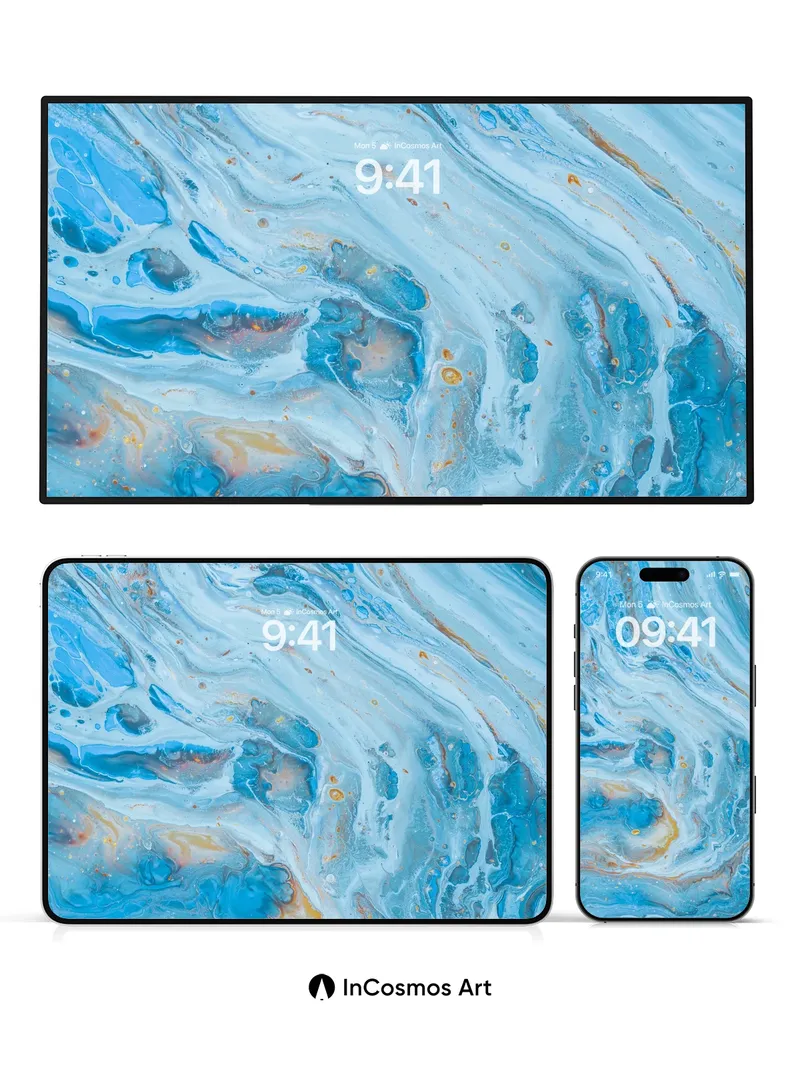 Azure Drift Wallpaper with Golden Veins