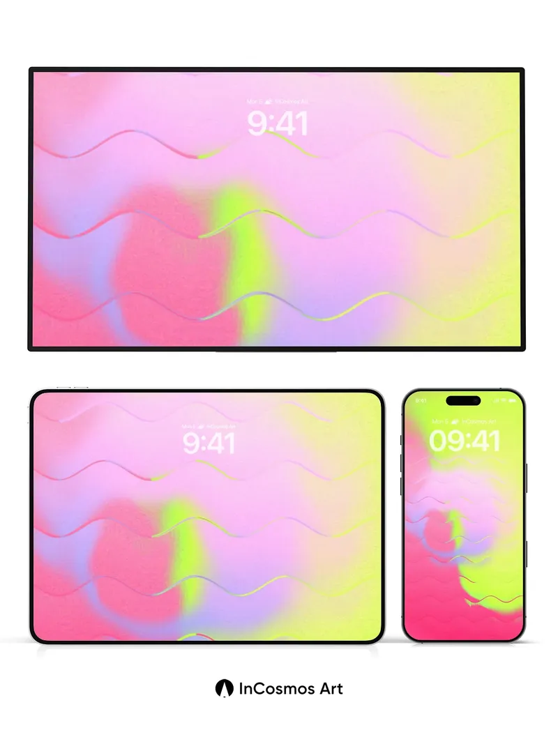 Neon Pulse Wallpaper with Wavy Light Traces