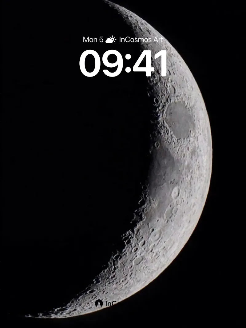 Silent Crescent Wallpaper with Lunar Craters