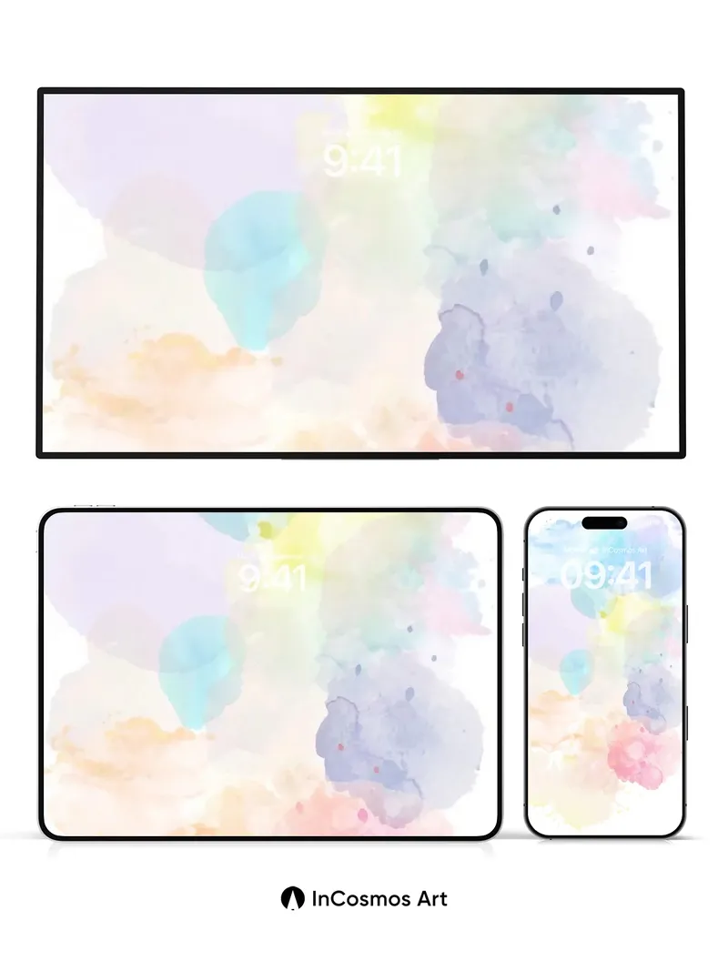 Serene Watercolor Haze Wallpaper with Ethereal Blooms