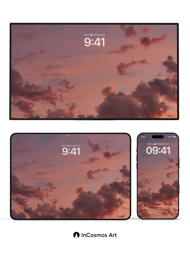 Crimson Veil Wallpaper with Crescent Moon
