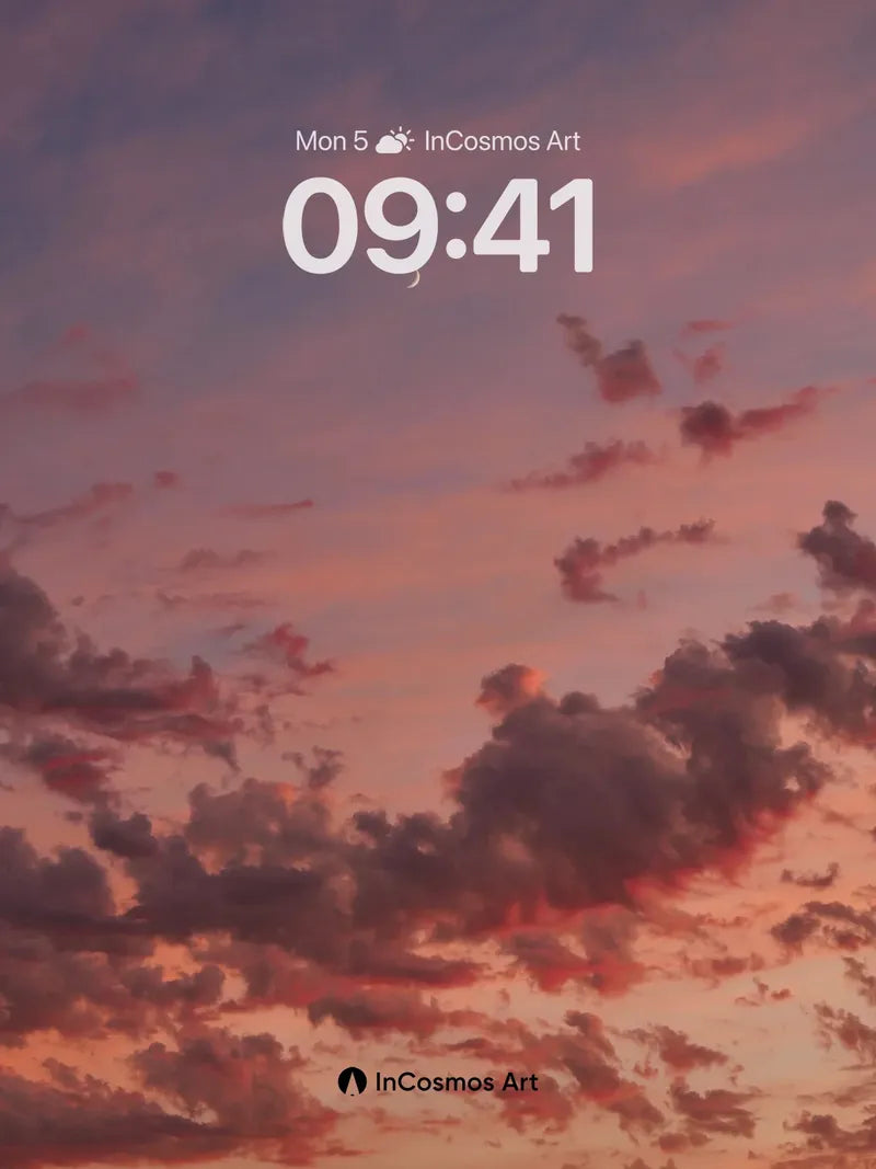 Crimson Veil Wallpaper with Crescent Moon