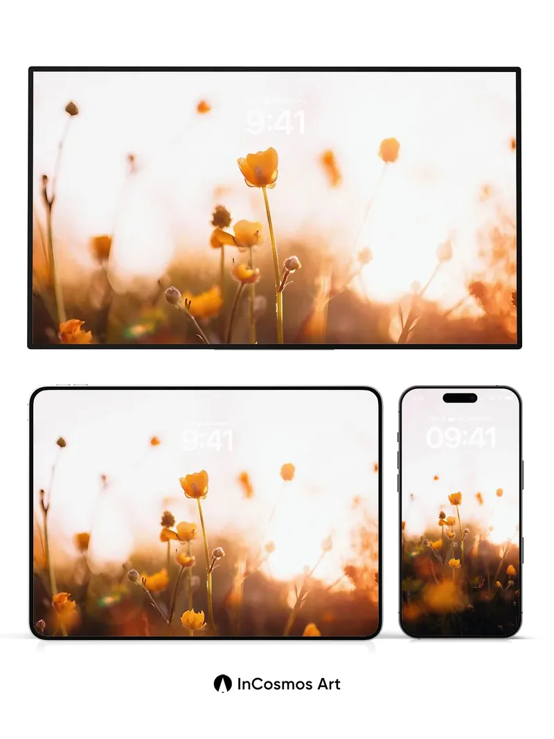 Golden Hush Wallpaper with Sunlit Petals