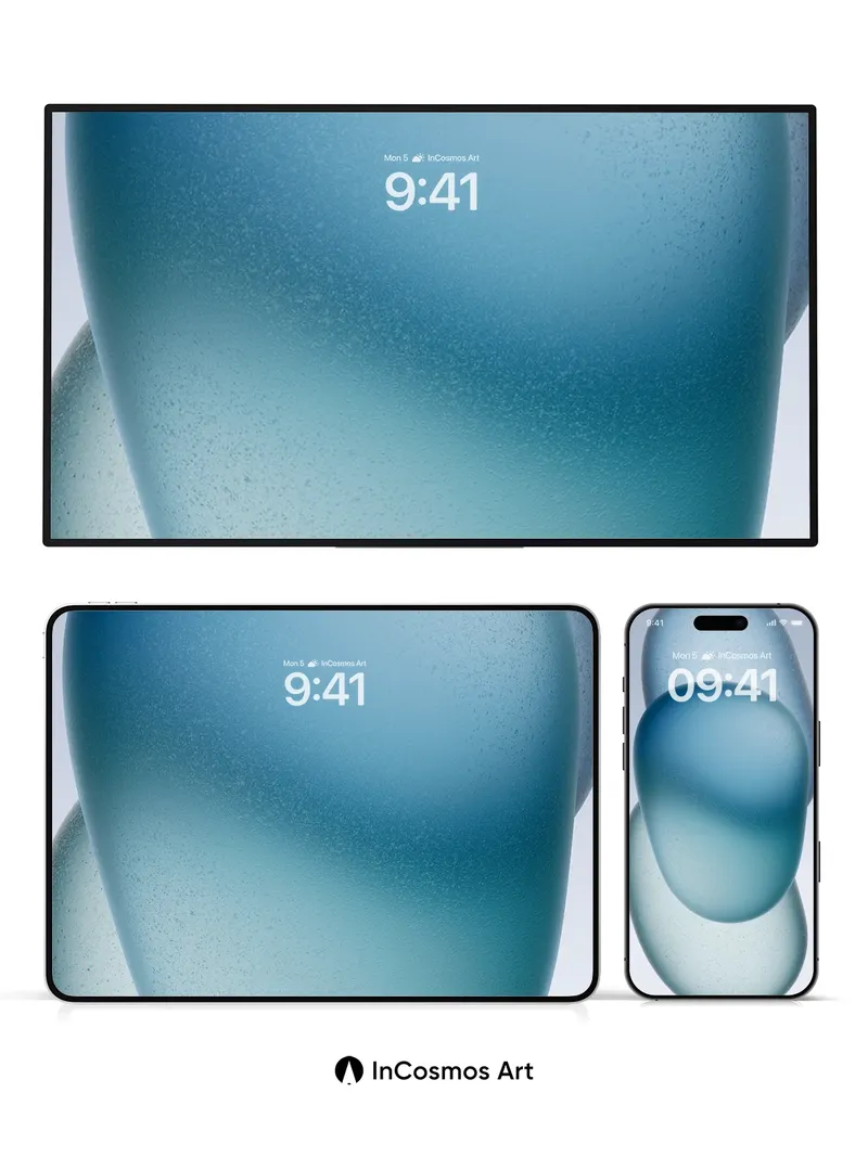 Serene Glass Wallpaper with Floating Forms