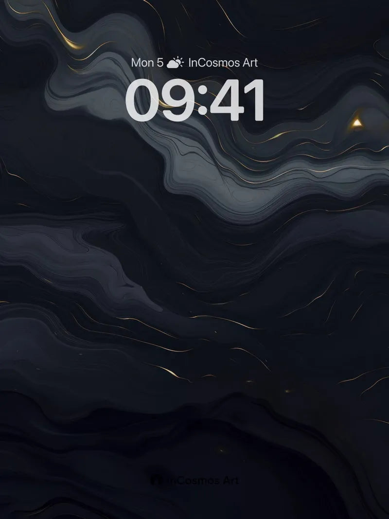 Nocturnal Marble Wallpaper with Golden Veins