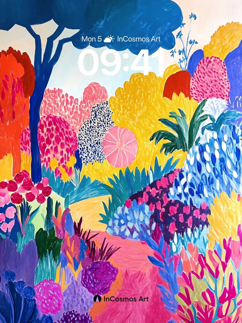 Electric Garden Wallpaper with Chromatic Blooms wallpaper for iPhone, iPad & Mac
