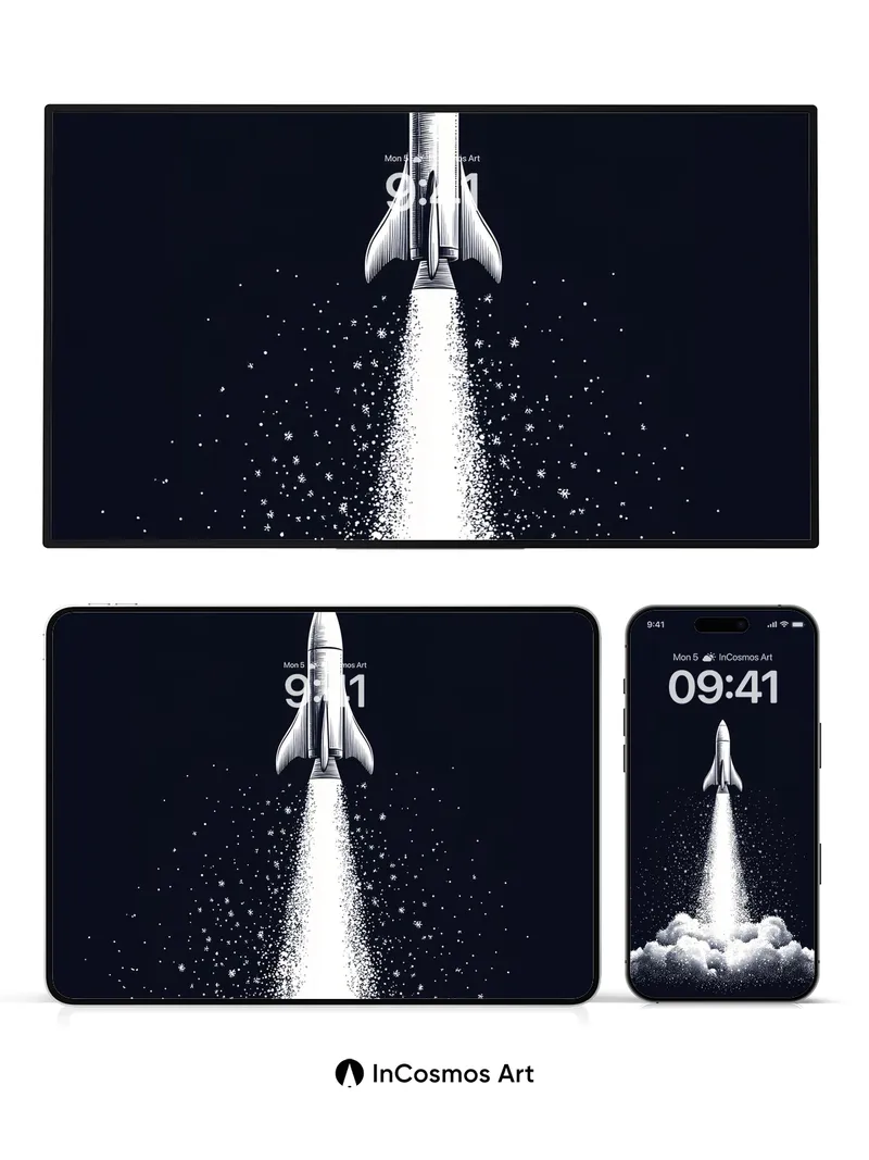 Cosmic Ascent Wallpaper with Starlight Trail