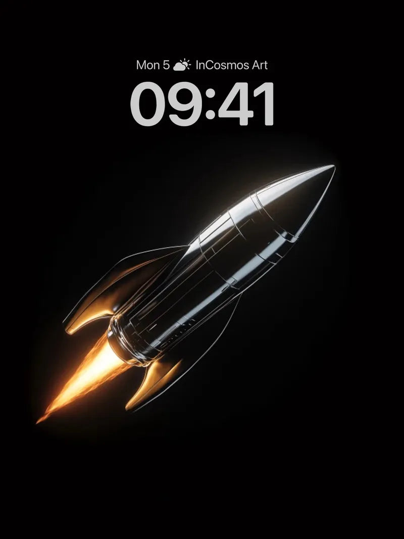 Futuristic Flame Wallpaper with Sleek Rocket Design