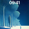 Serenity Blue Tree Line Wallpaper with Midnight Walk wallpaper for iPhone, iPad & Mac