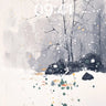 Serenity Snowfall Wallpaper with Ink-Bleed Trees wallpaper for iPhone, iPad & Mac