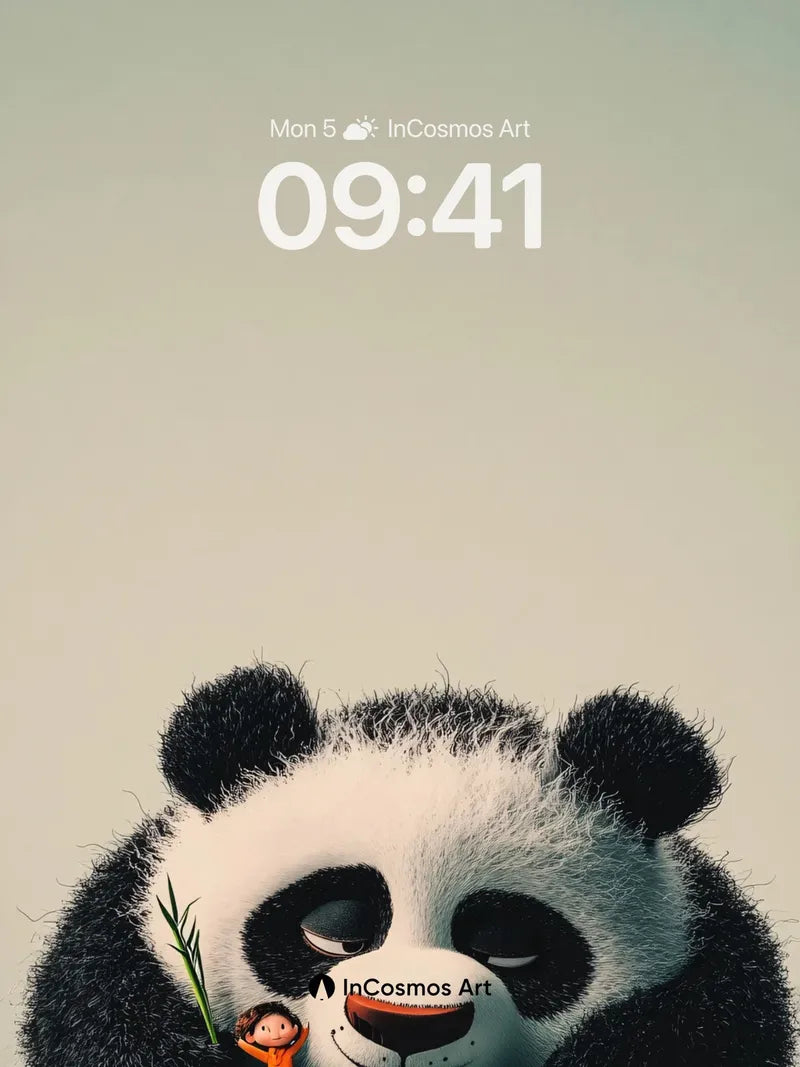 Serene Panda Wallpaper with Tiny Explorer wallpaper for iPhone, iPad & Mac
