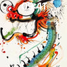 Whimsical Dragon Wallpaper with Ink Splatter Energy wallpaper for iPhone, iPad & Mac